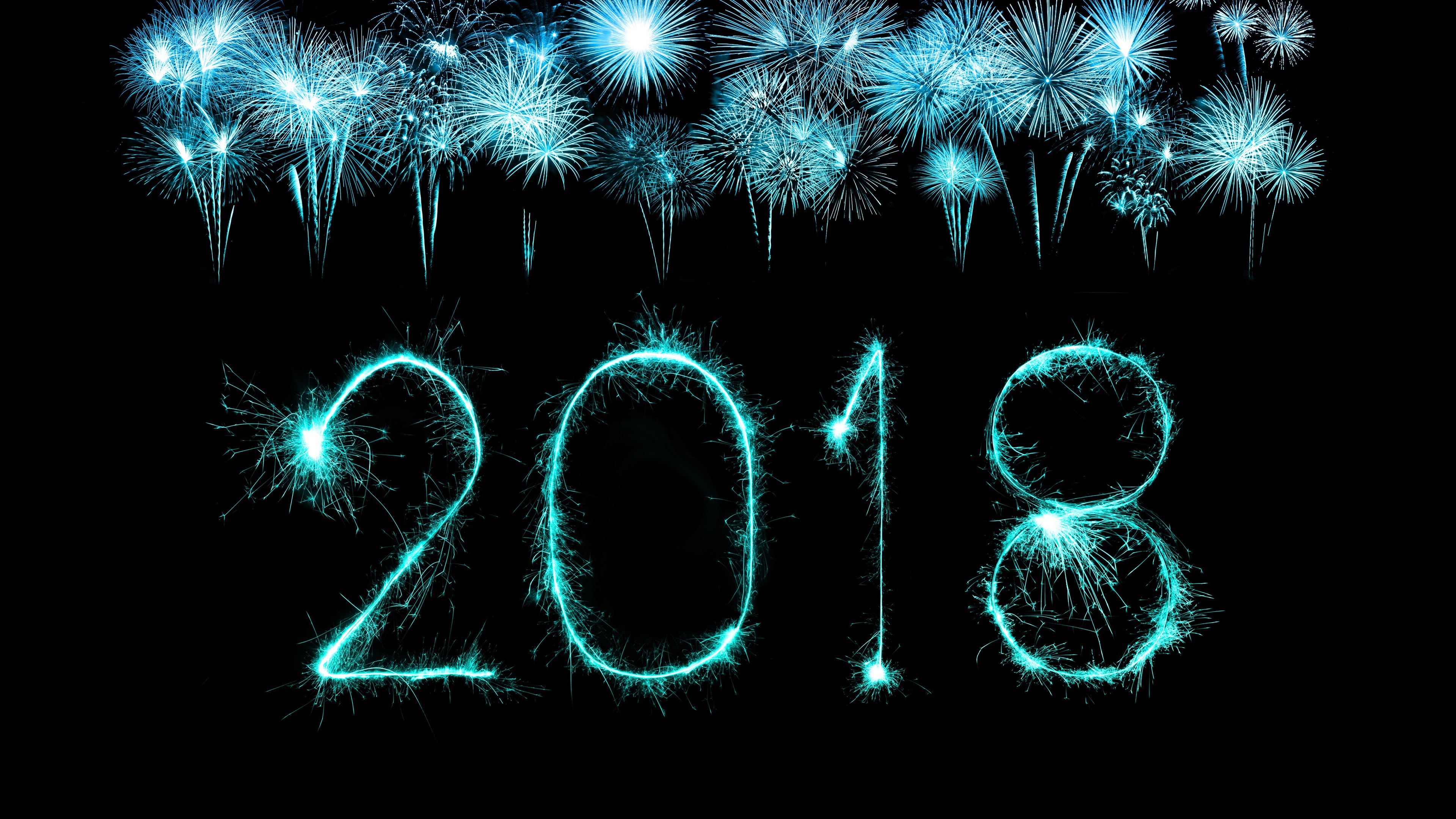 2018年新年烟花夜晚天空