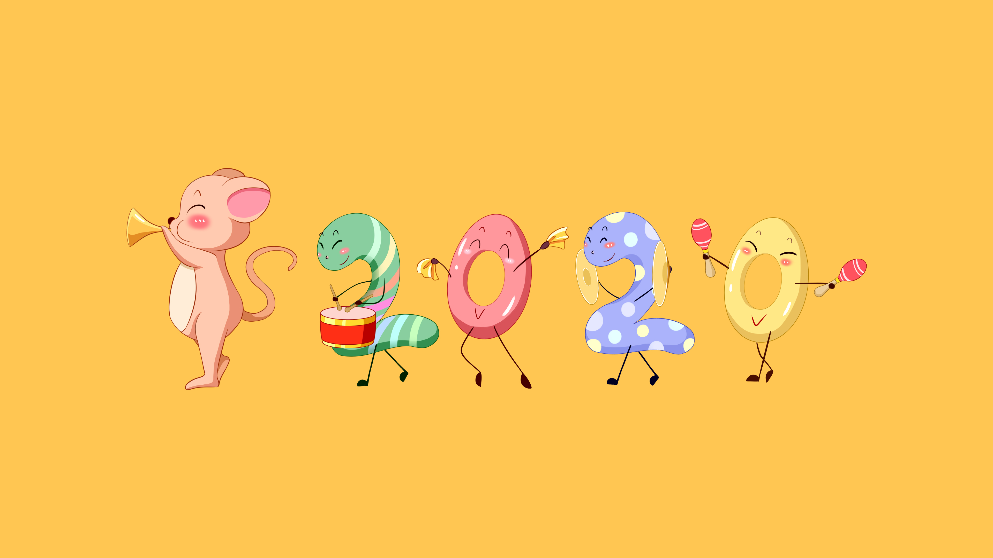 2020可爱元旦乐队4k壁纸