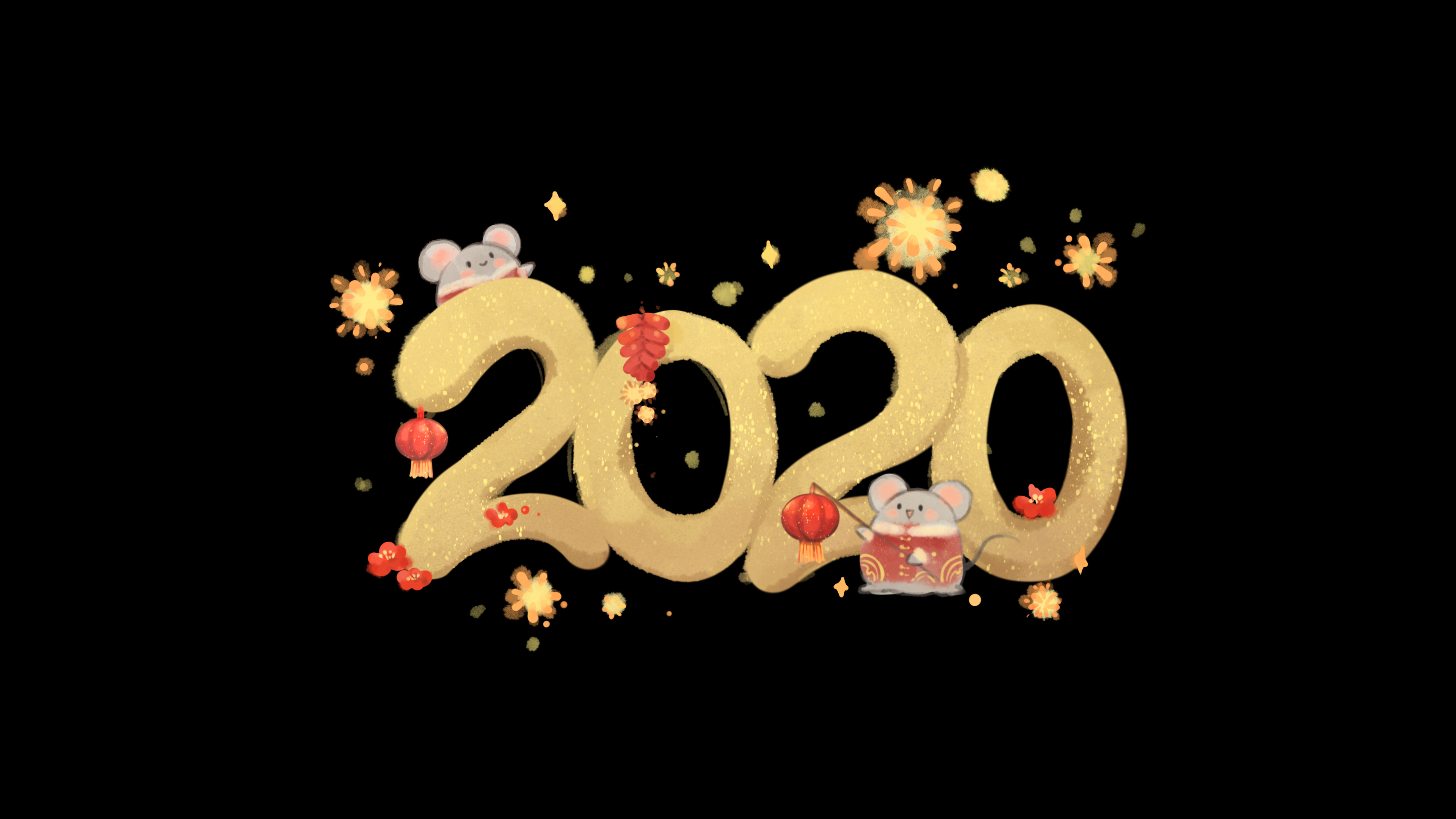 2020年鼠年春节黑金背景