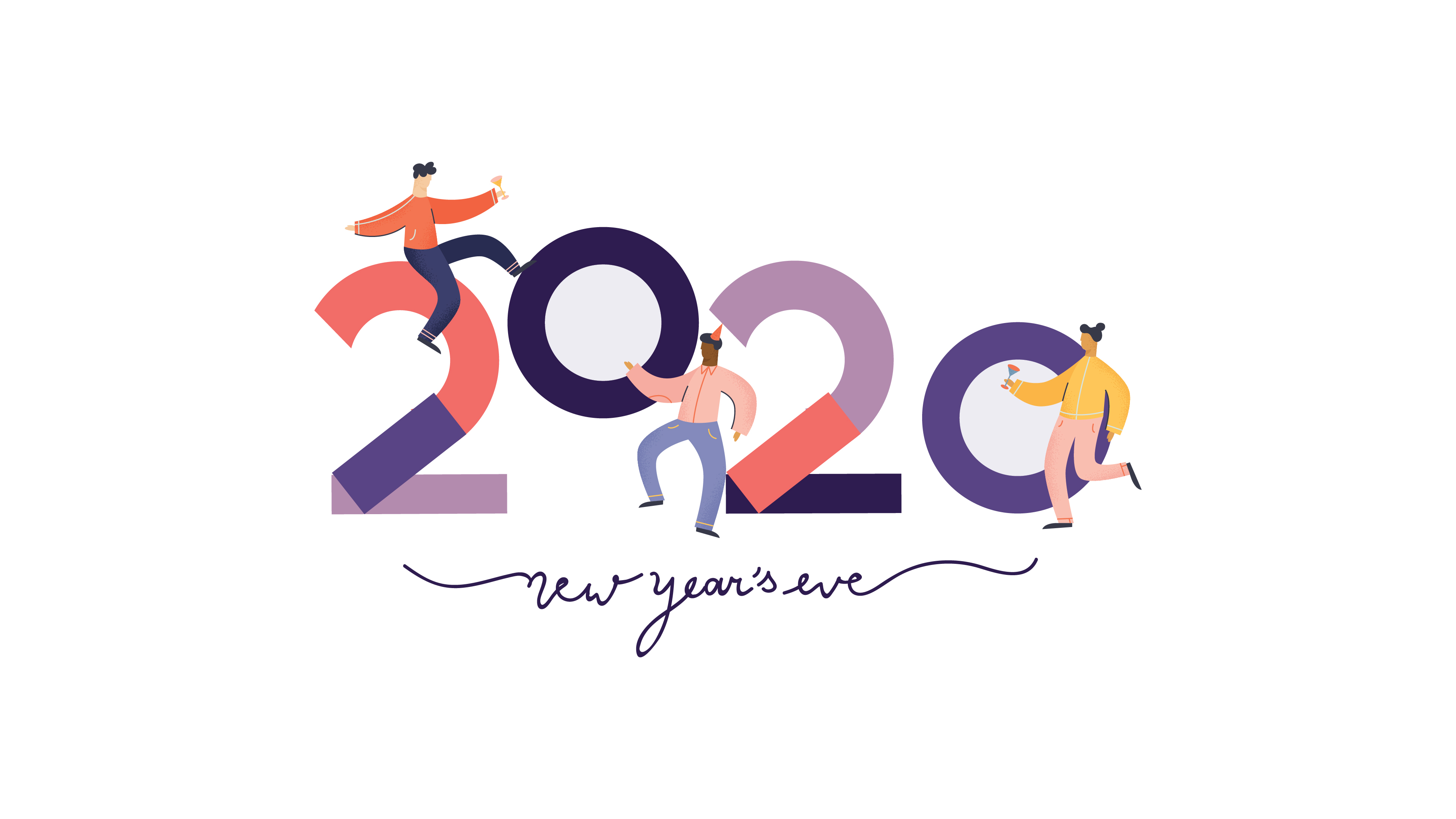 2020鼠年新年快乐简约创