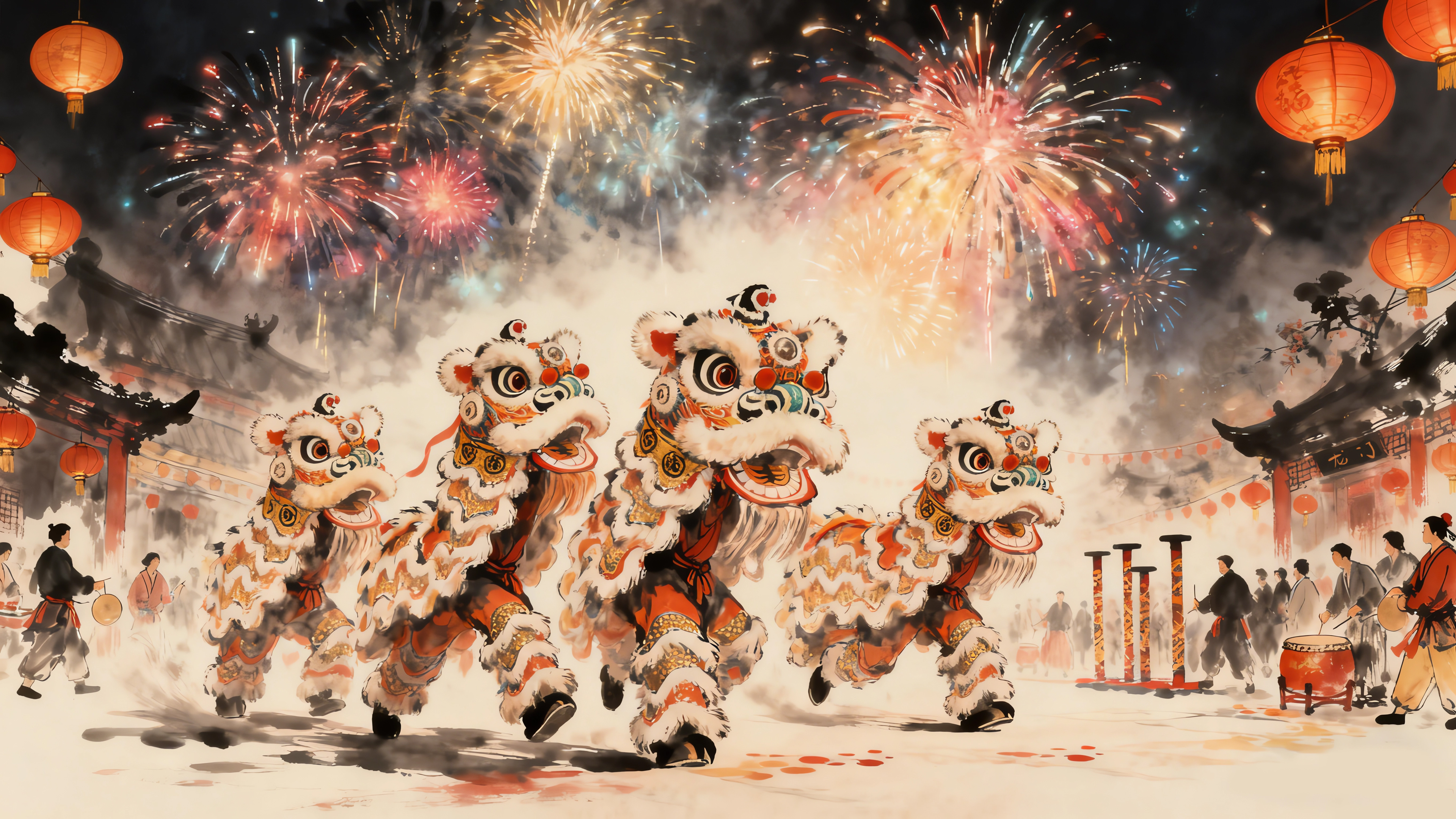2026新年 舞狮 烟花 灯