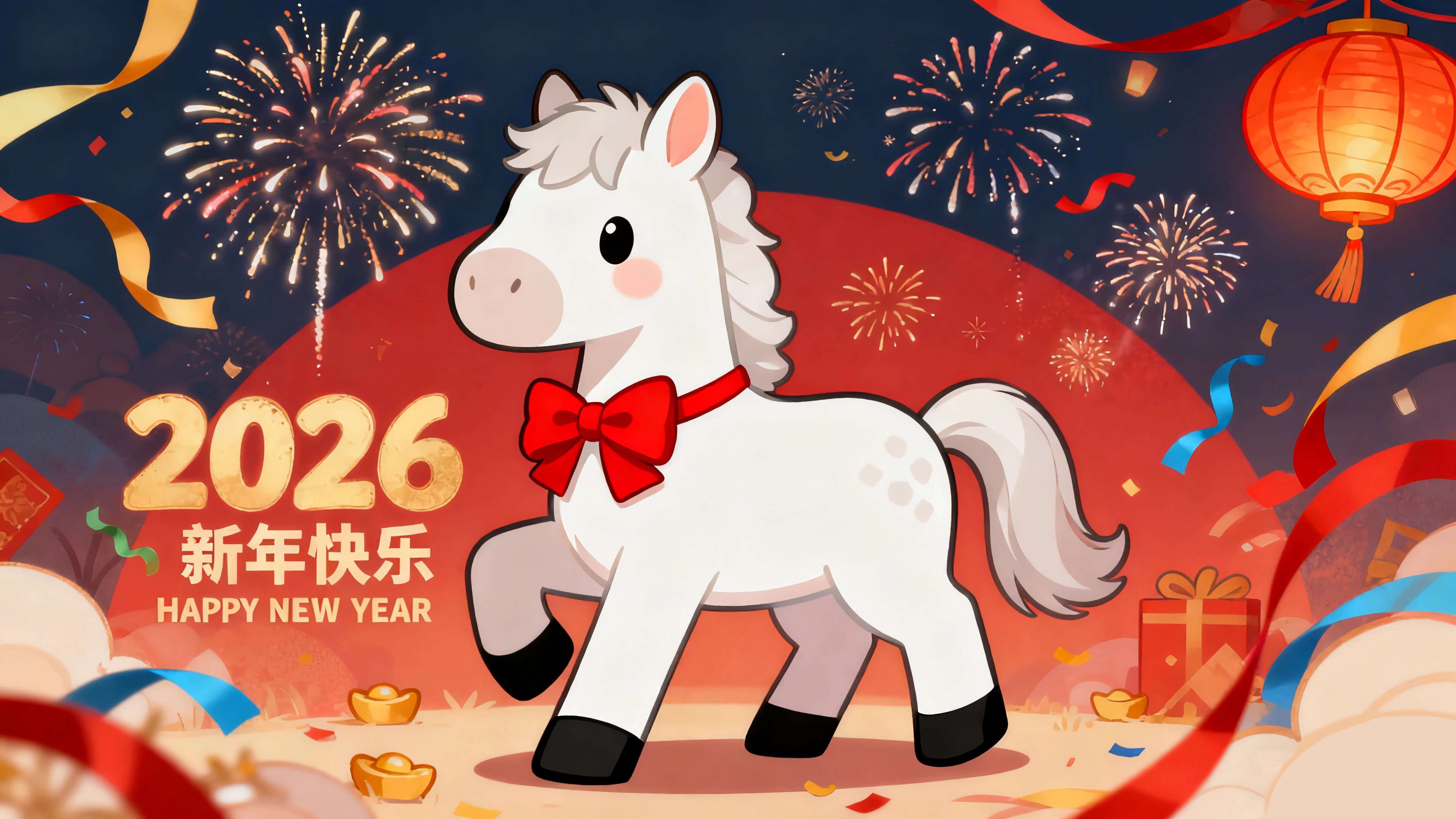 2026新年快乐 可爱小马