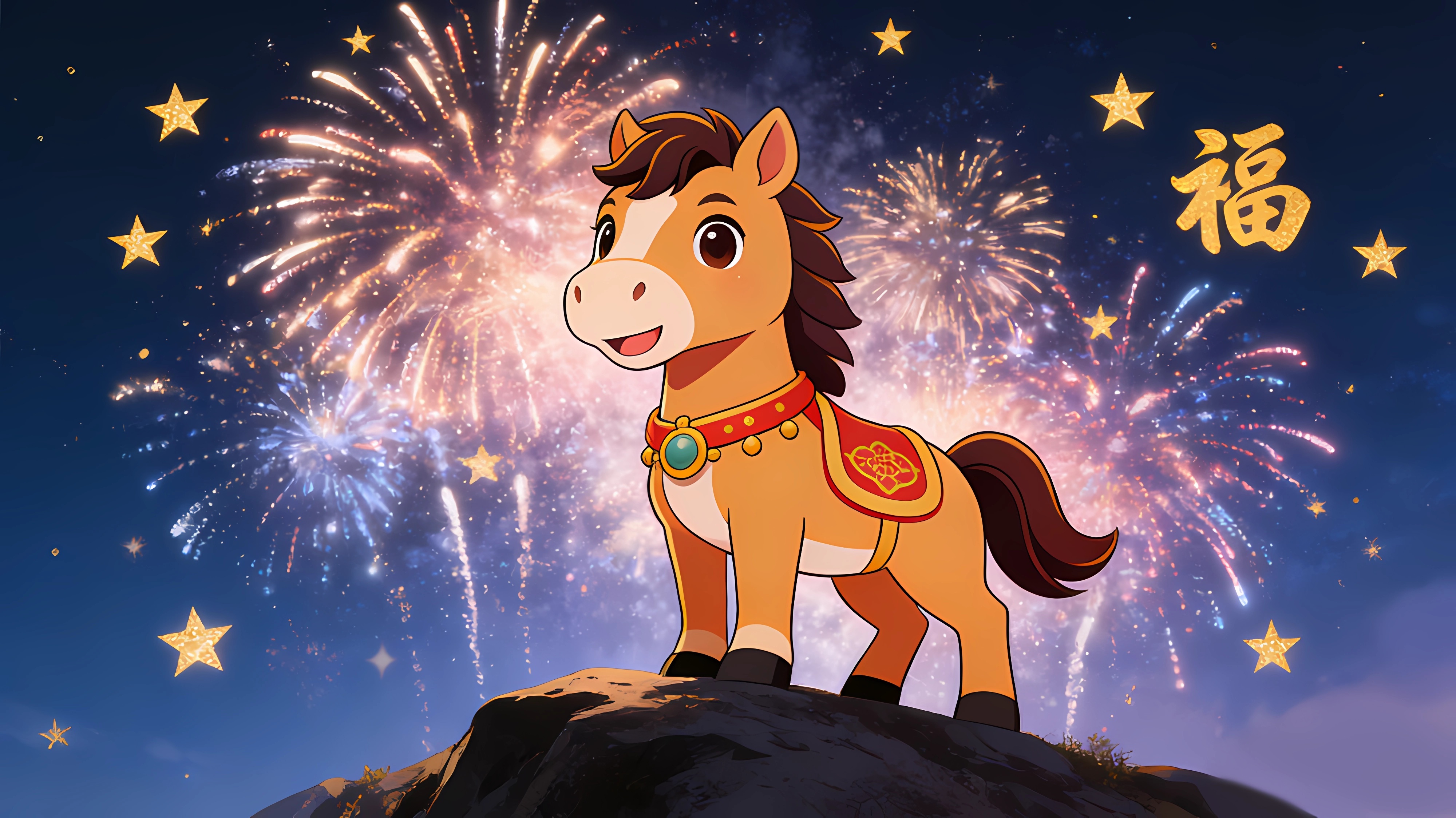 2026新年烟花背景 小马