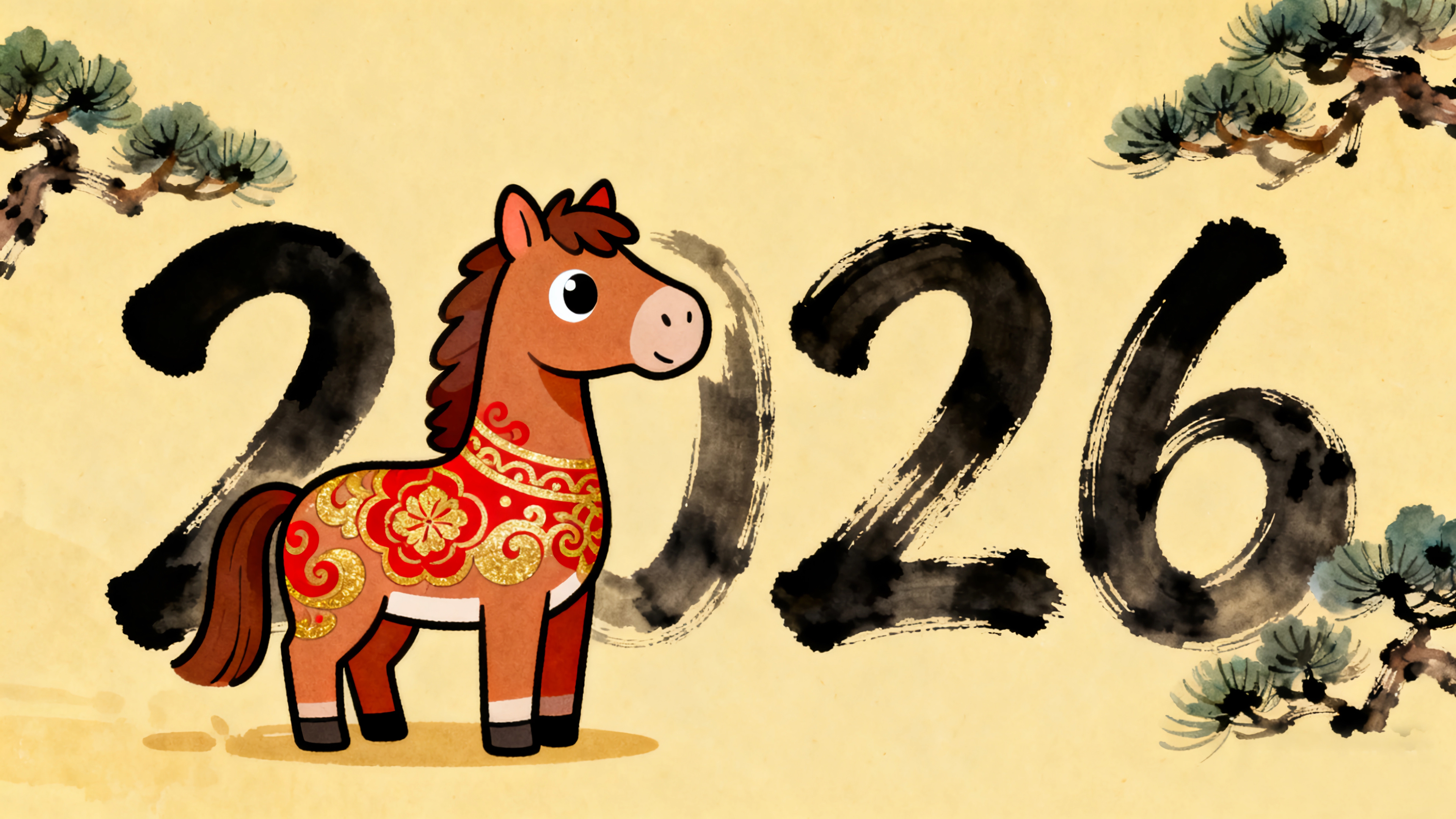 2026水墨数字 马儿 国风