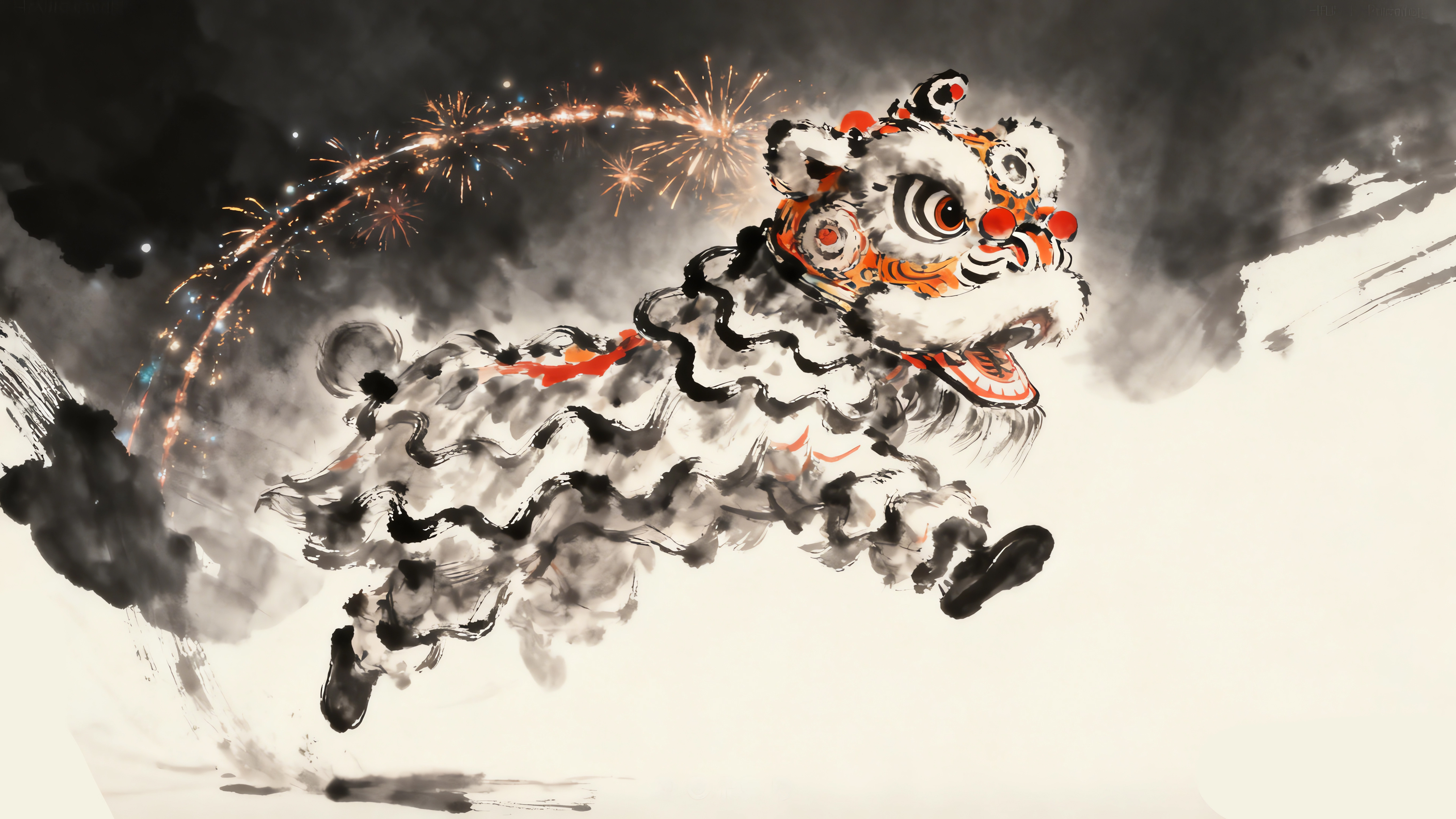2026舞狮 新年 烟花 水
