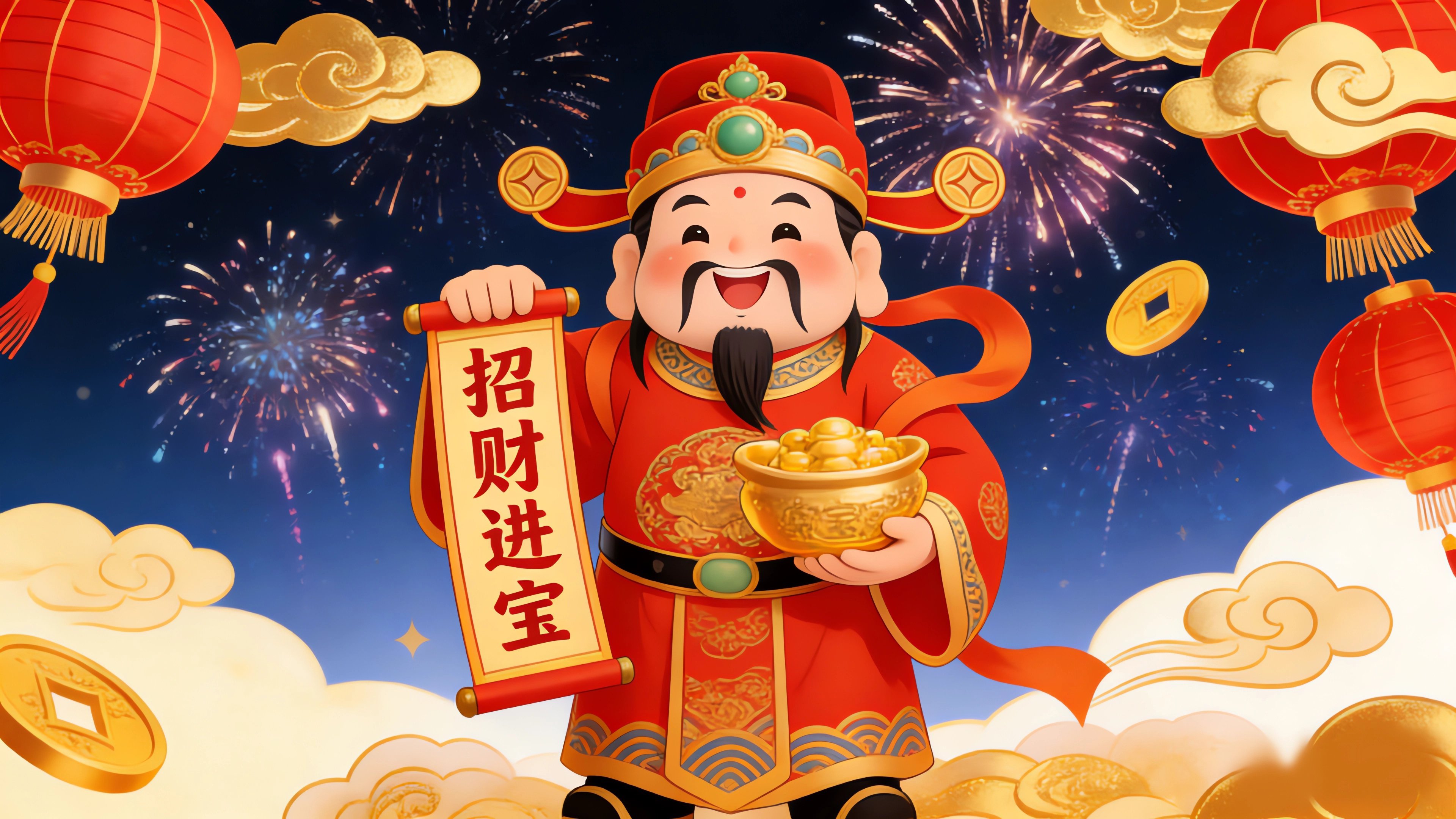 2026财神 招财进宝4k壁