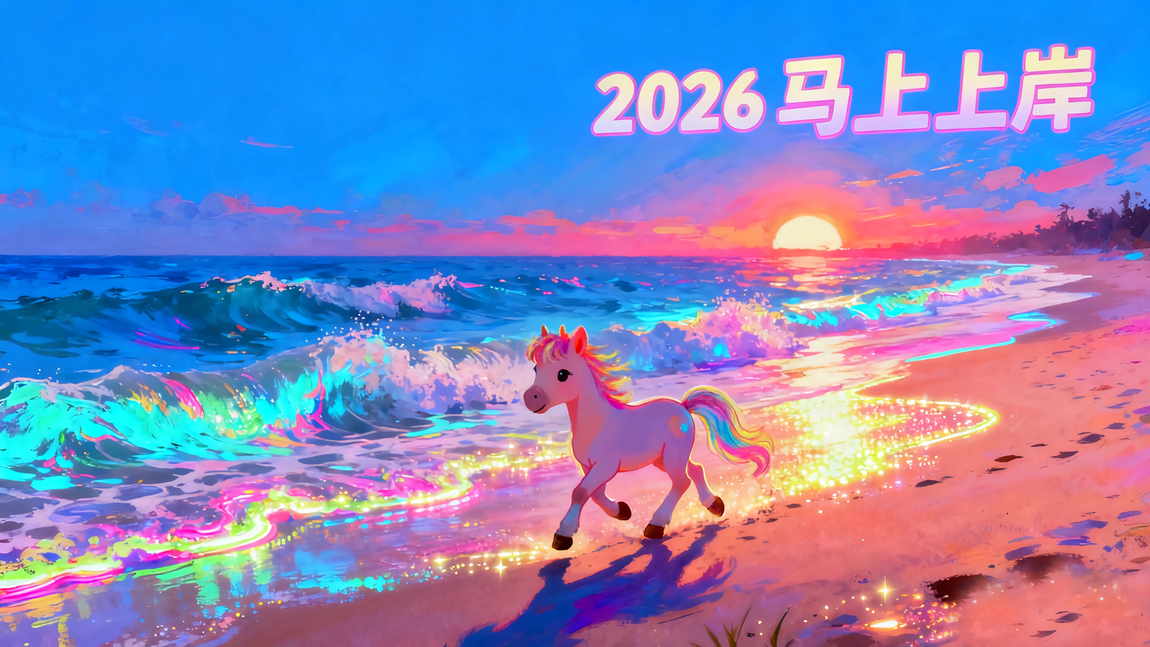2026马上上岸 海边 小马