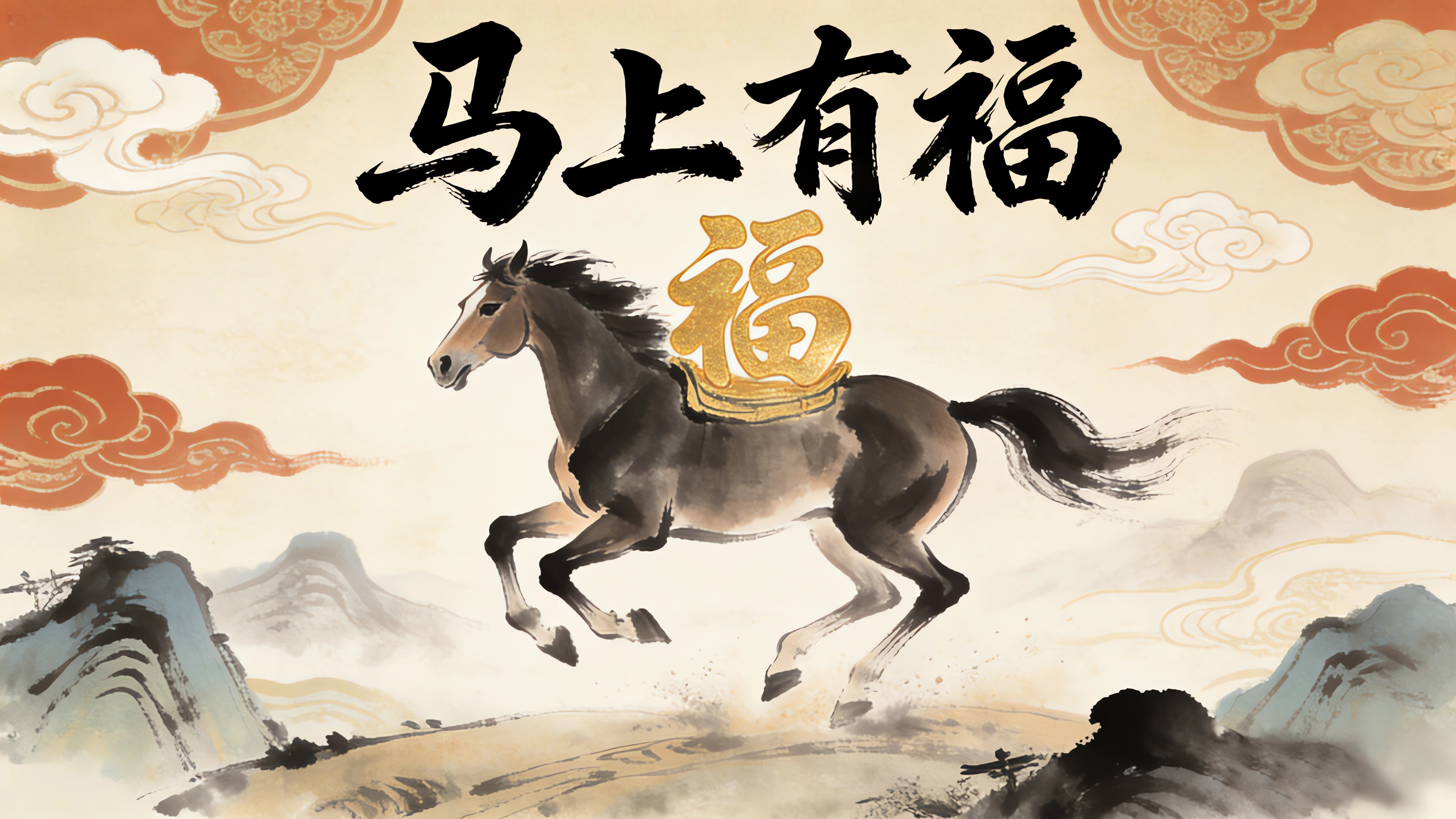 2026马年 水墨风 马上有