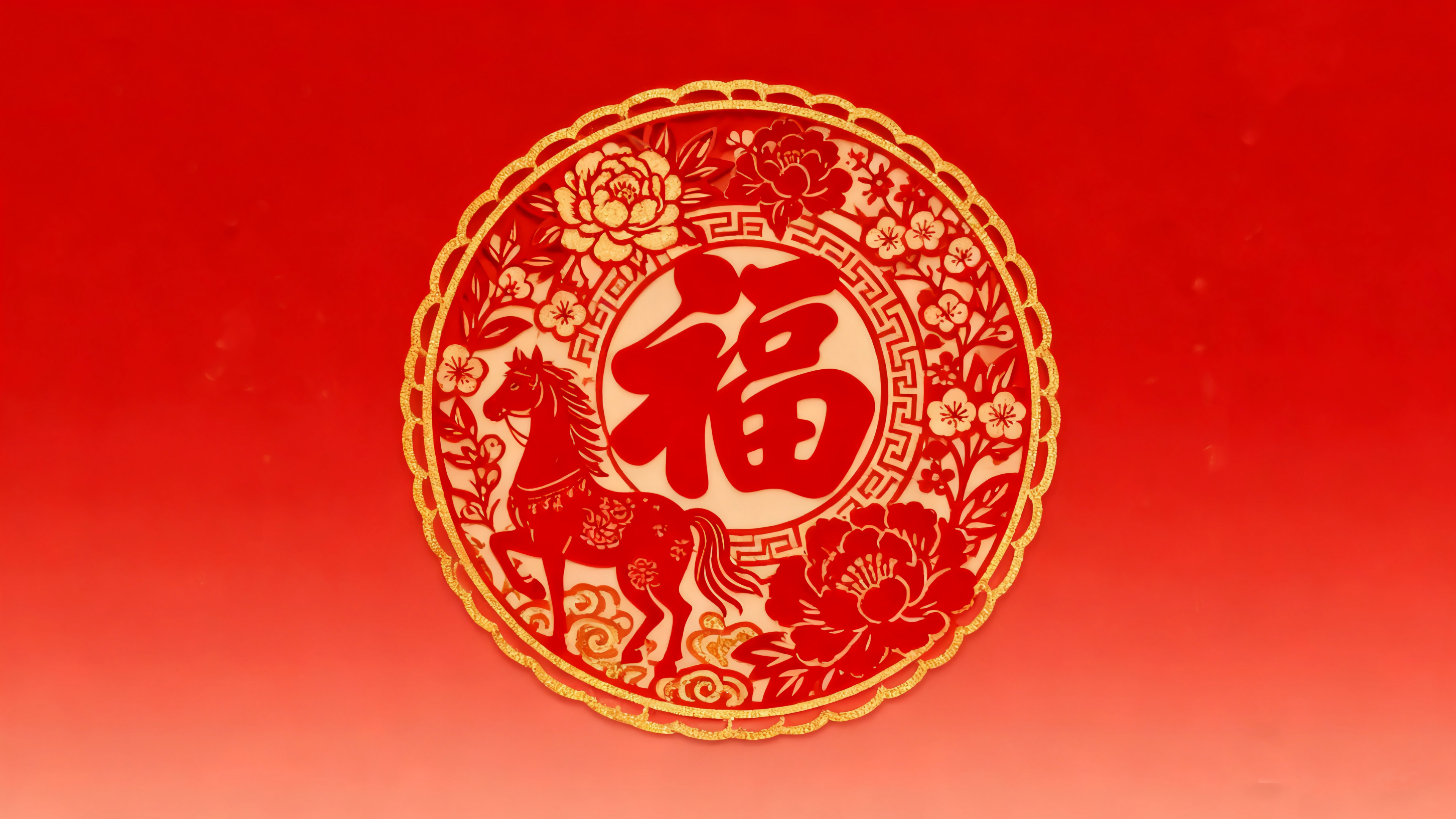 2026马年 福字 剪纸 4k