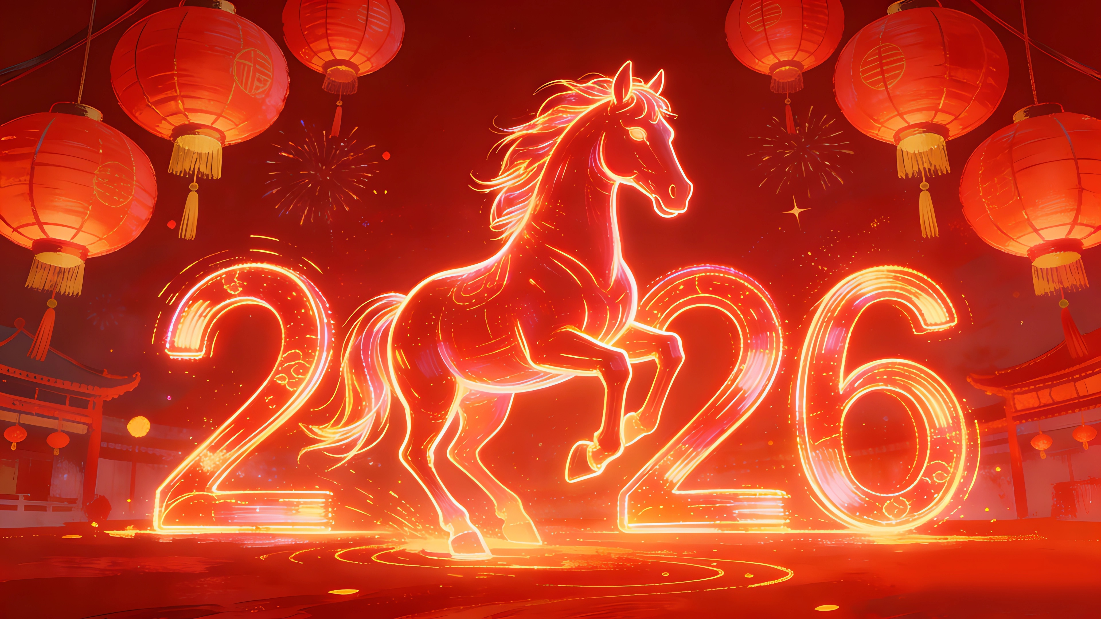 2026马年 红色灯笼 春节