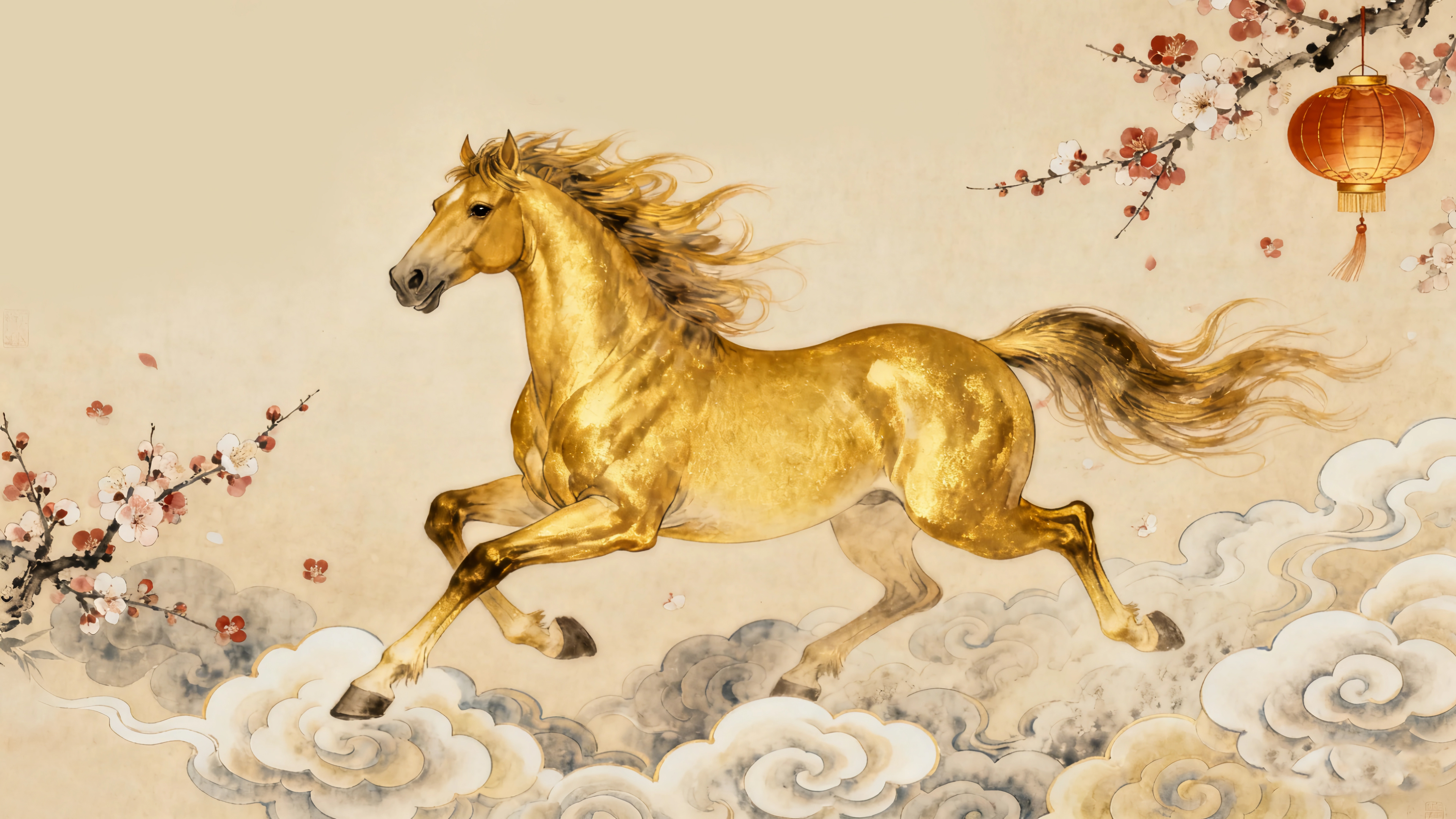 2026马年 金色骏马 祥云