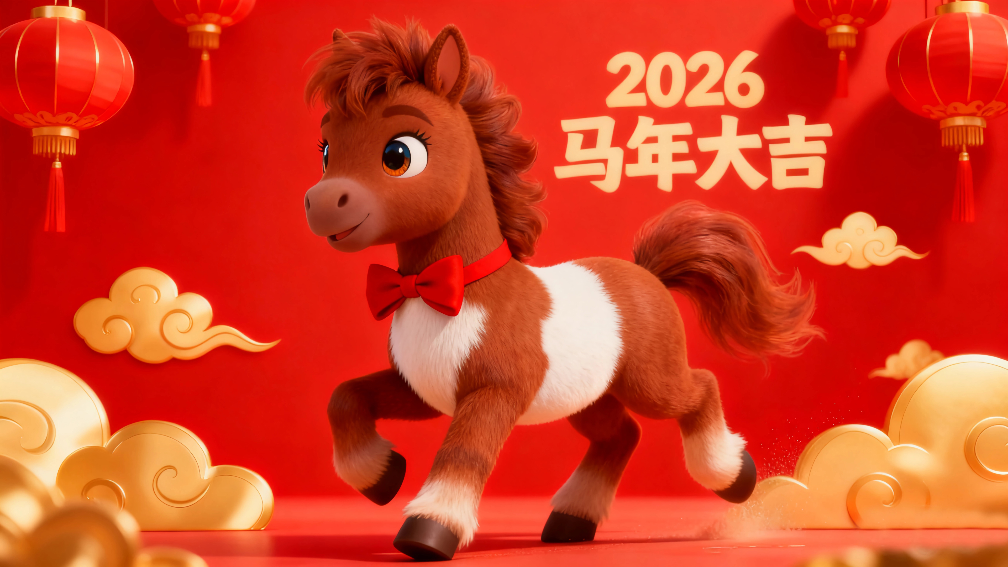 2026马年大吉 红色背景