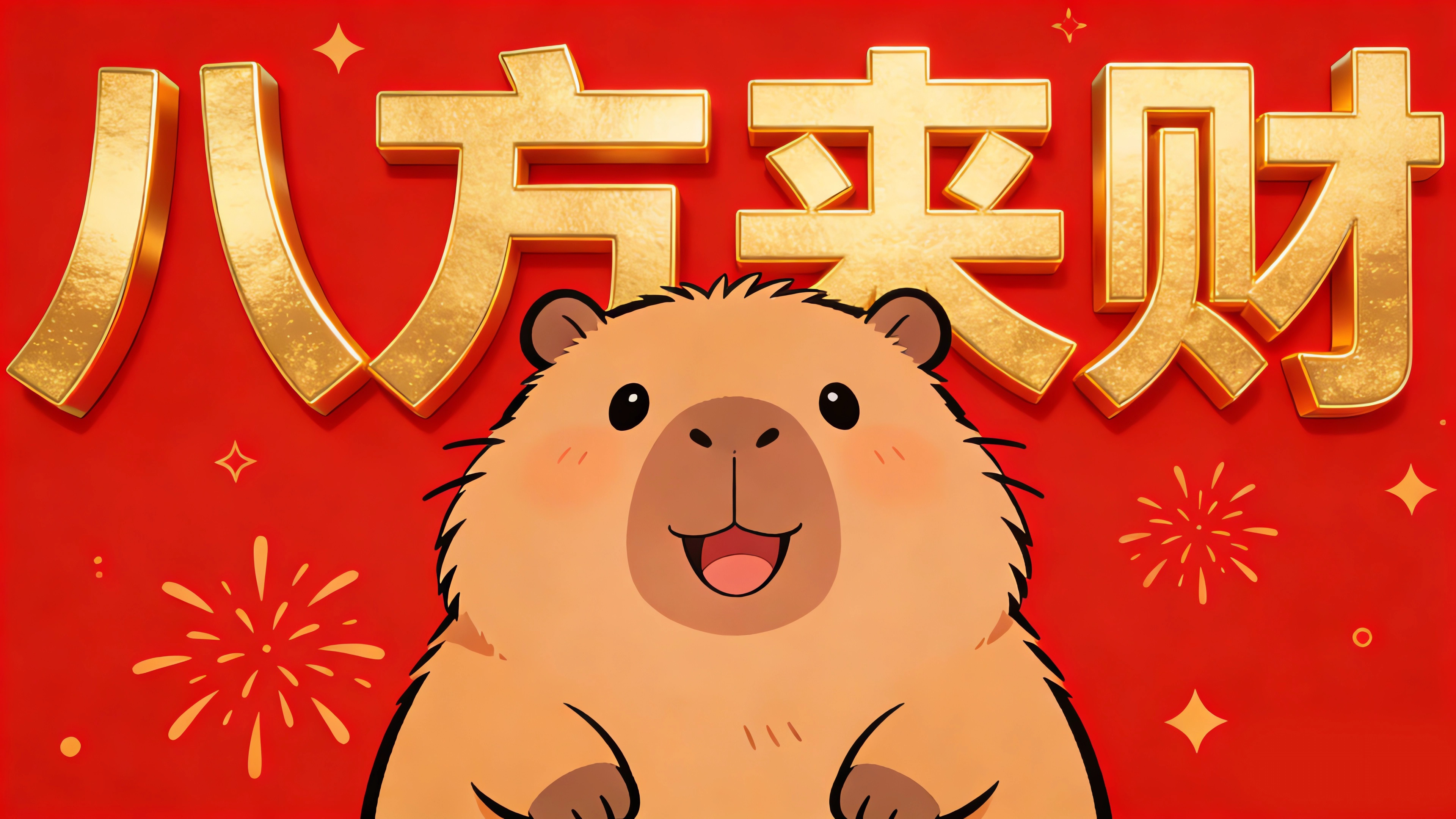 八方来财 卡皮巴拉卡通