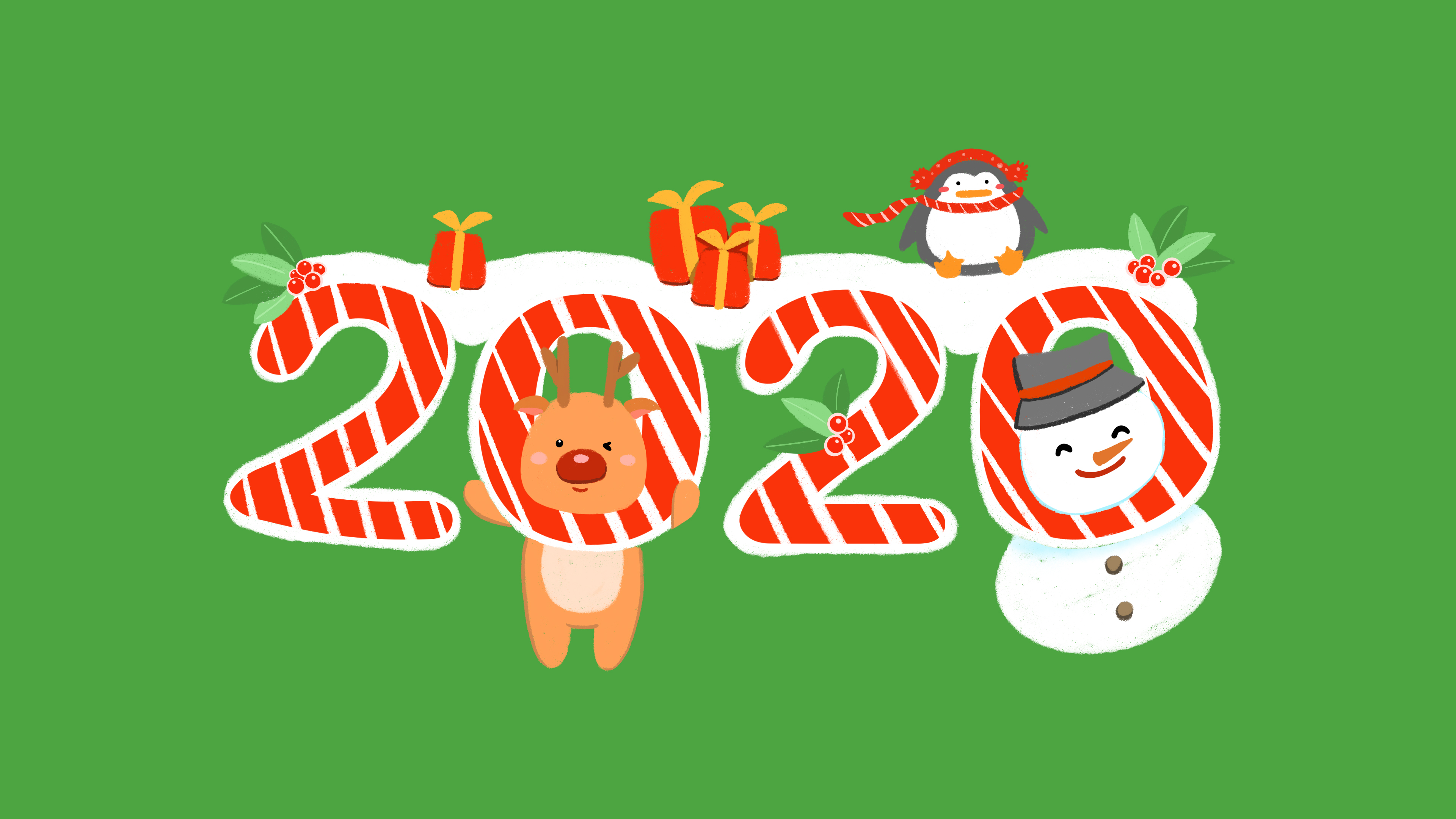 可爱2020年圣诞节4k壁纸