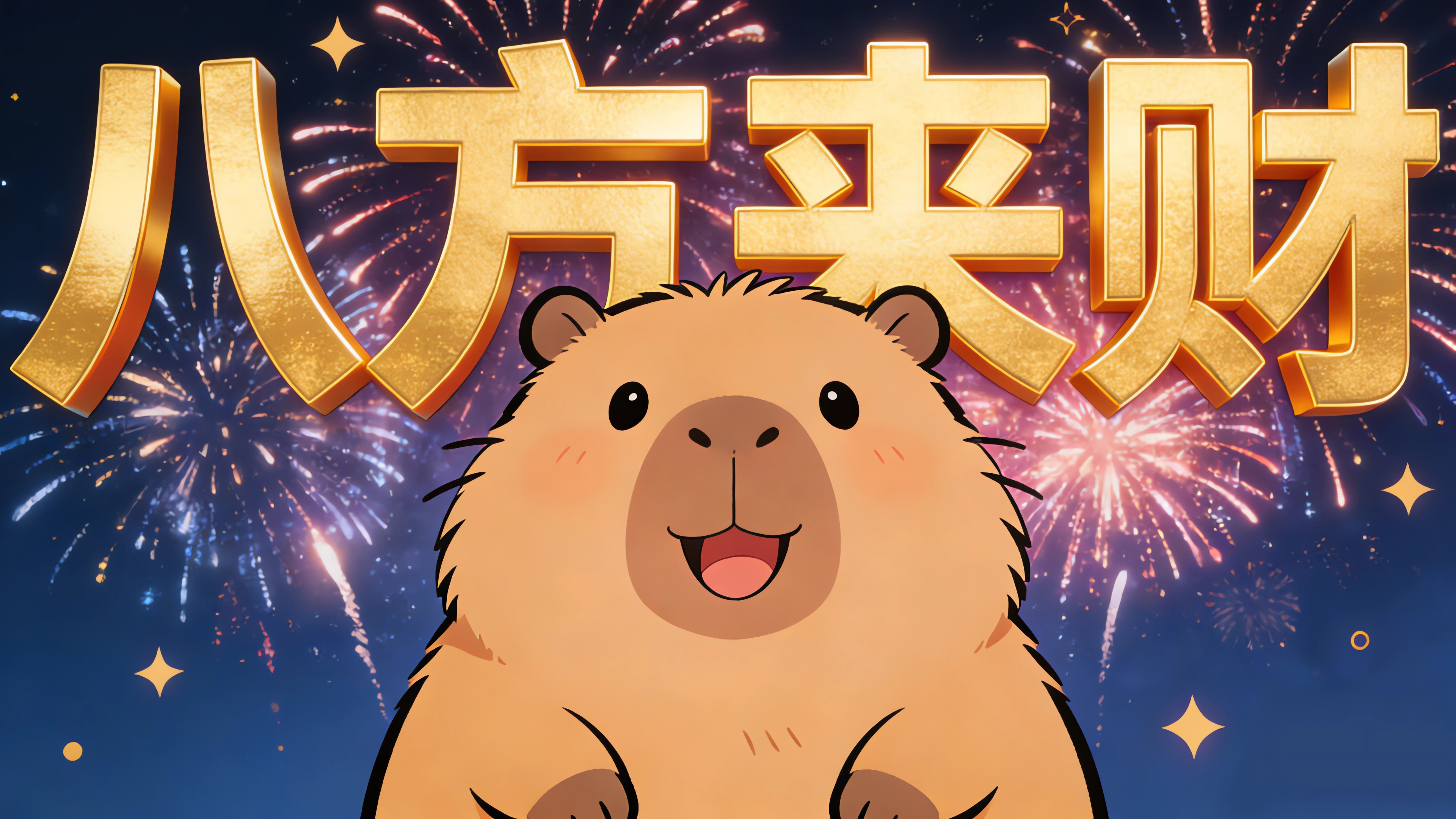 可爱卡皮巴拉 八方来财