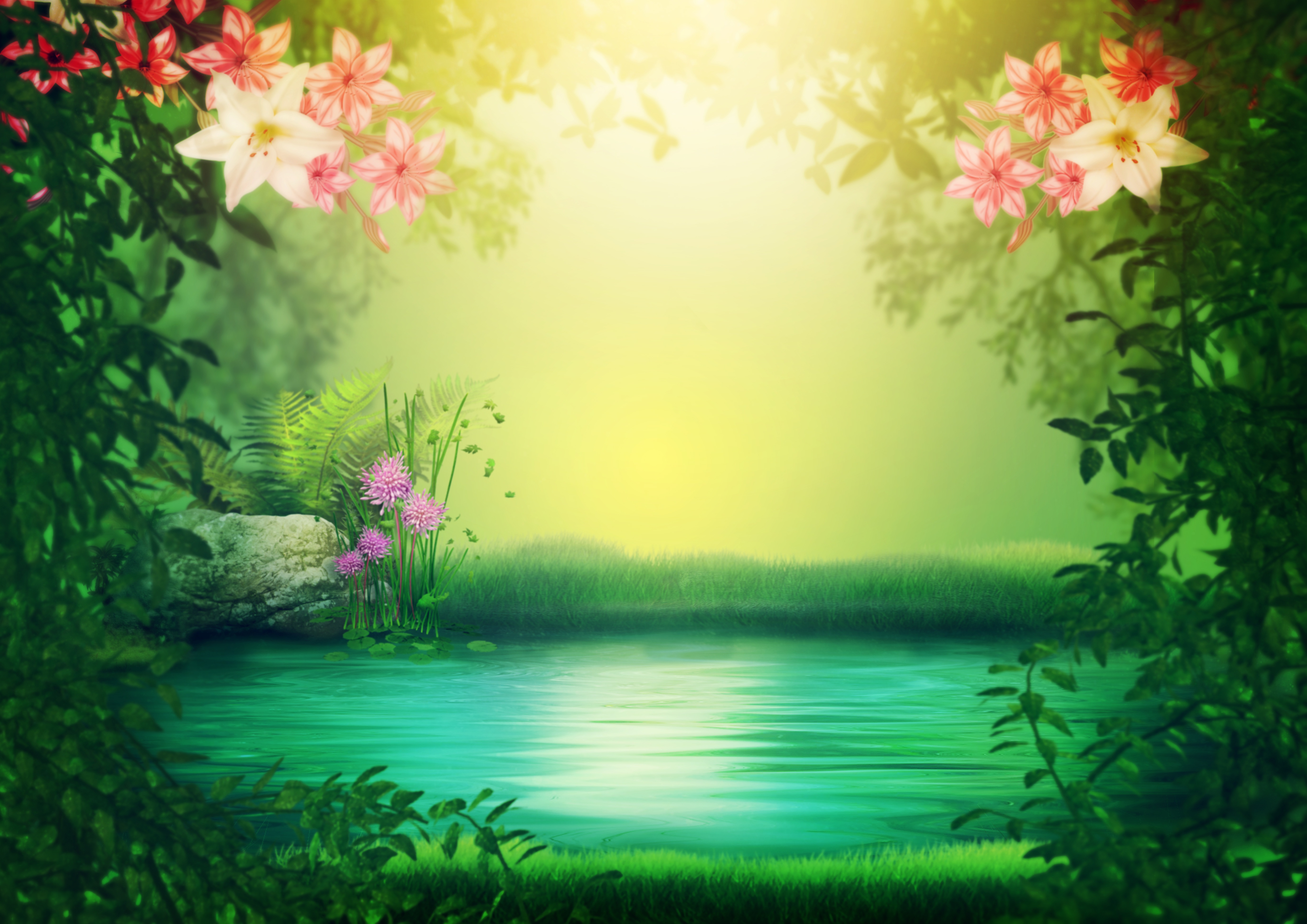 幻想 湖 浪漫 心情 背景