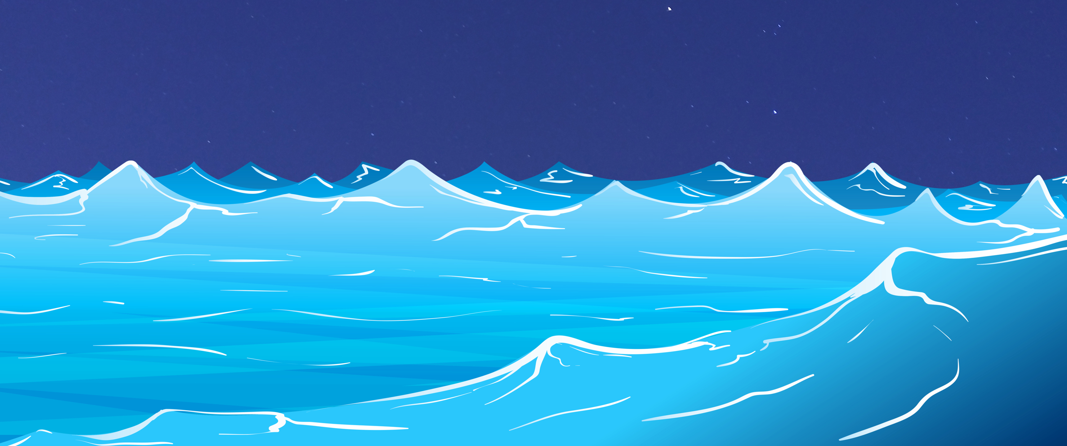 海洋海浪绘画3440x1440