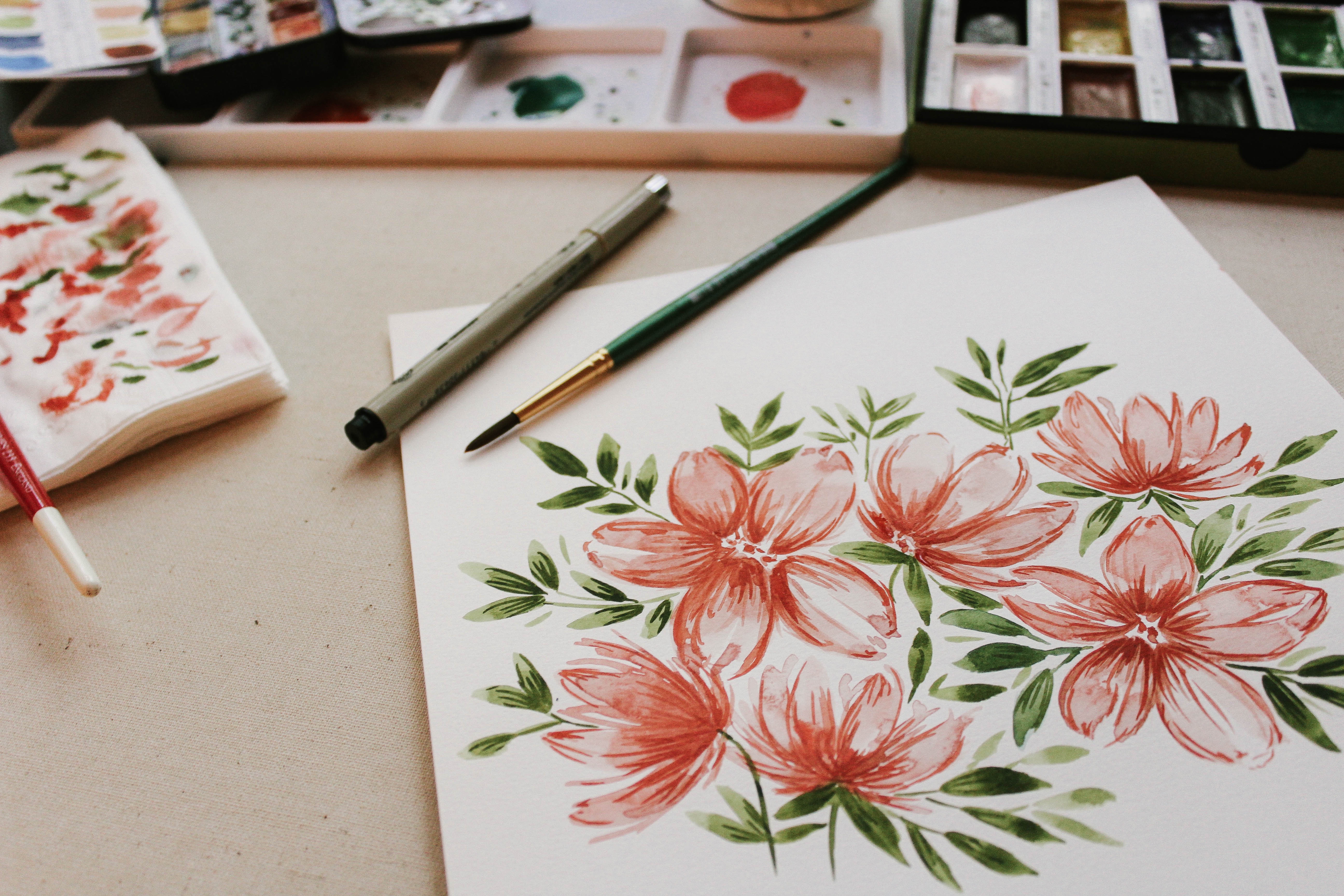 画画 花 水彩画5K图片_7715