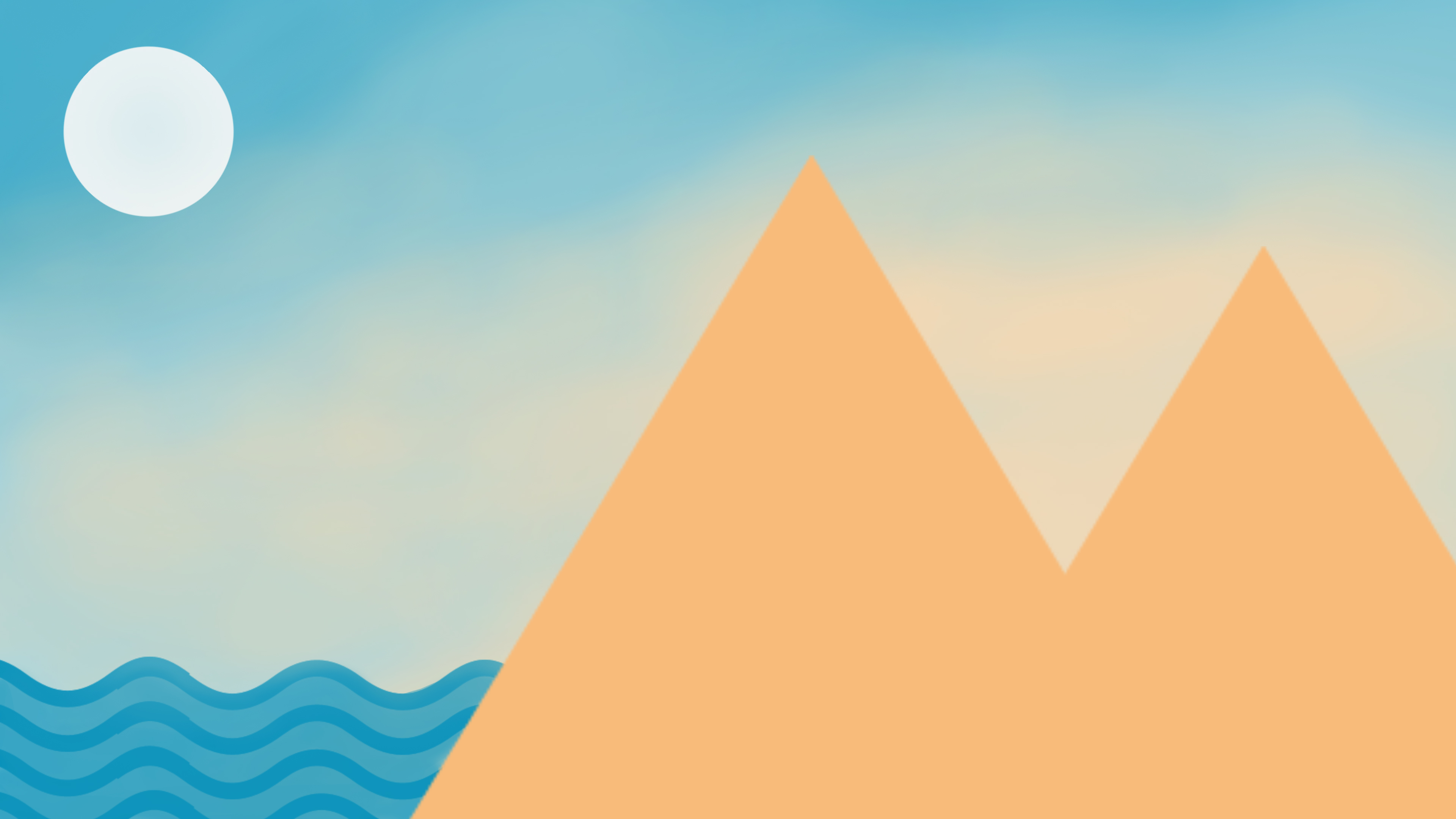 简约 极简主义 山 水 月亮风景4k壁纸