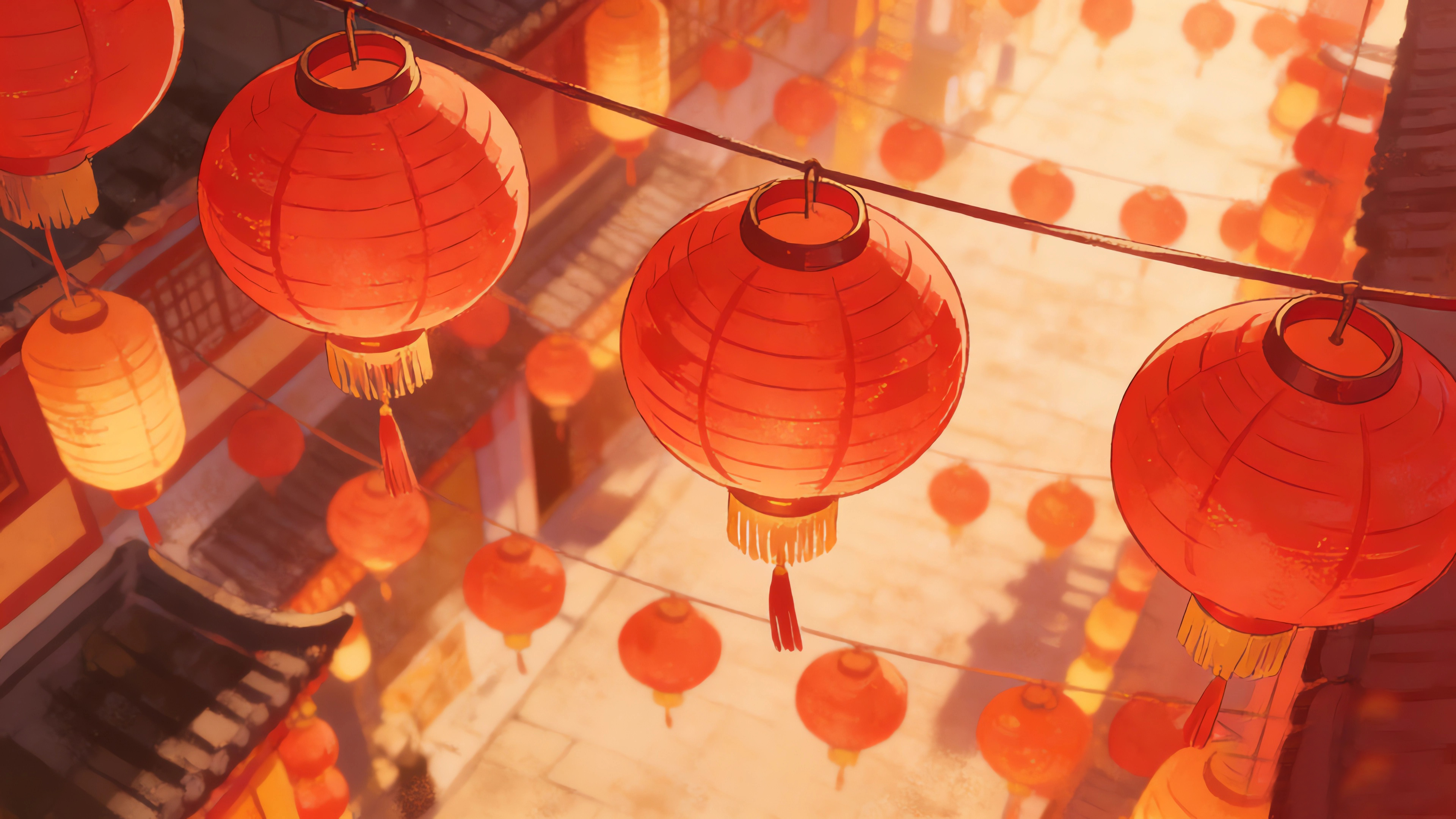 红色灯笼高高挂 新年喜
