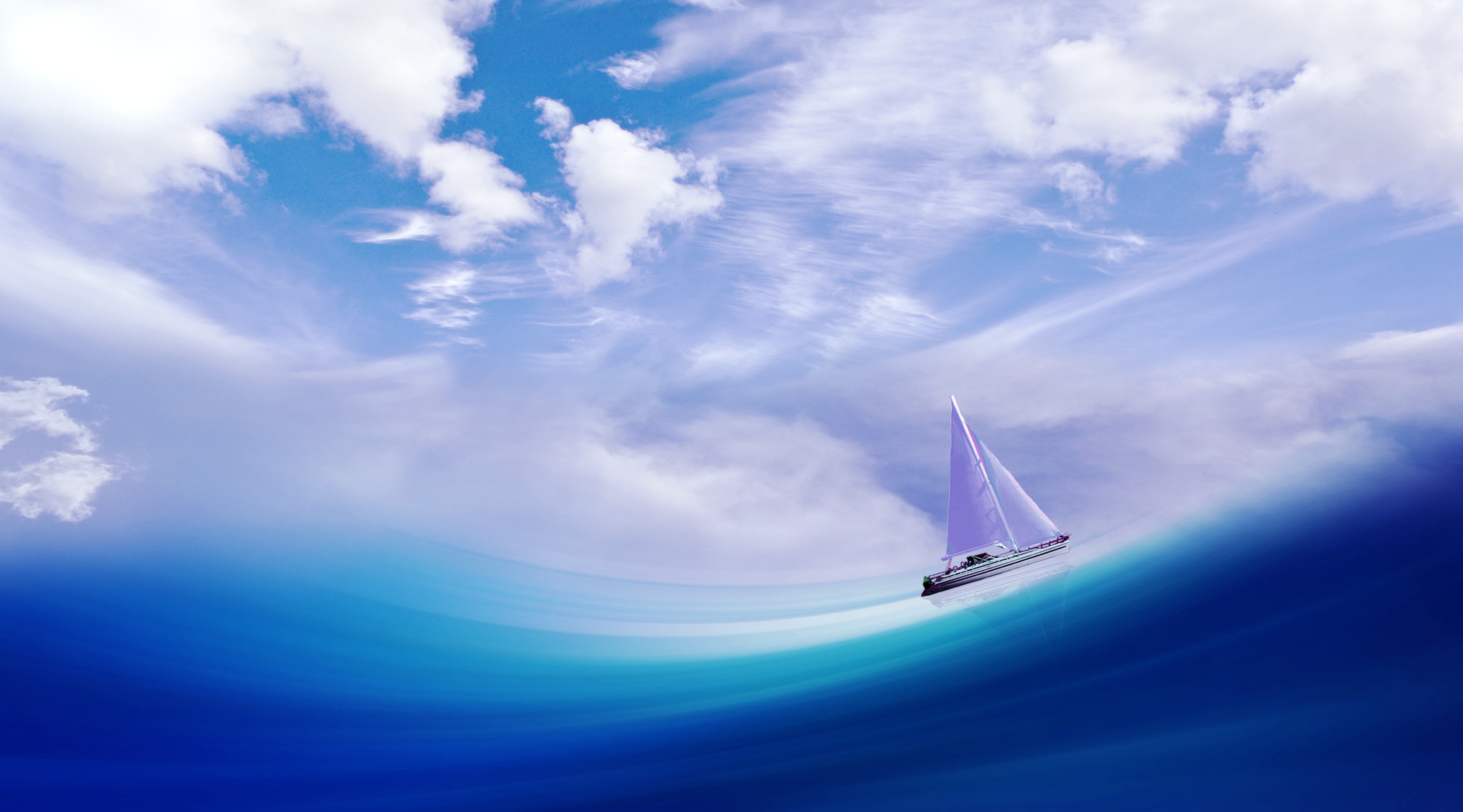 船舶 海波 水 帆 天空