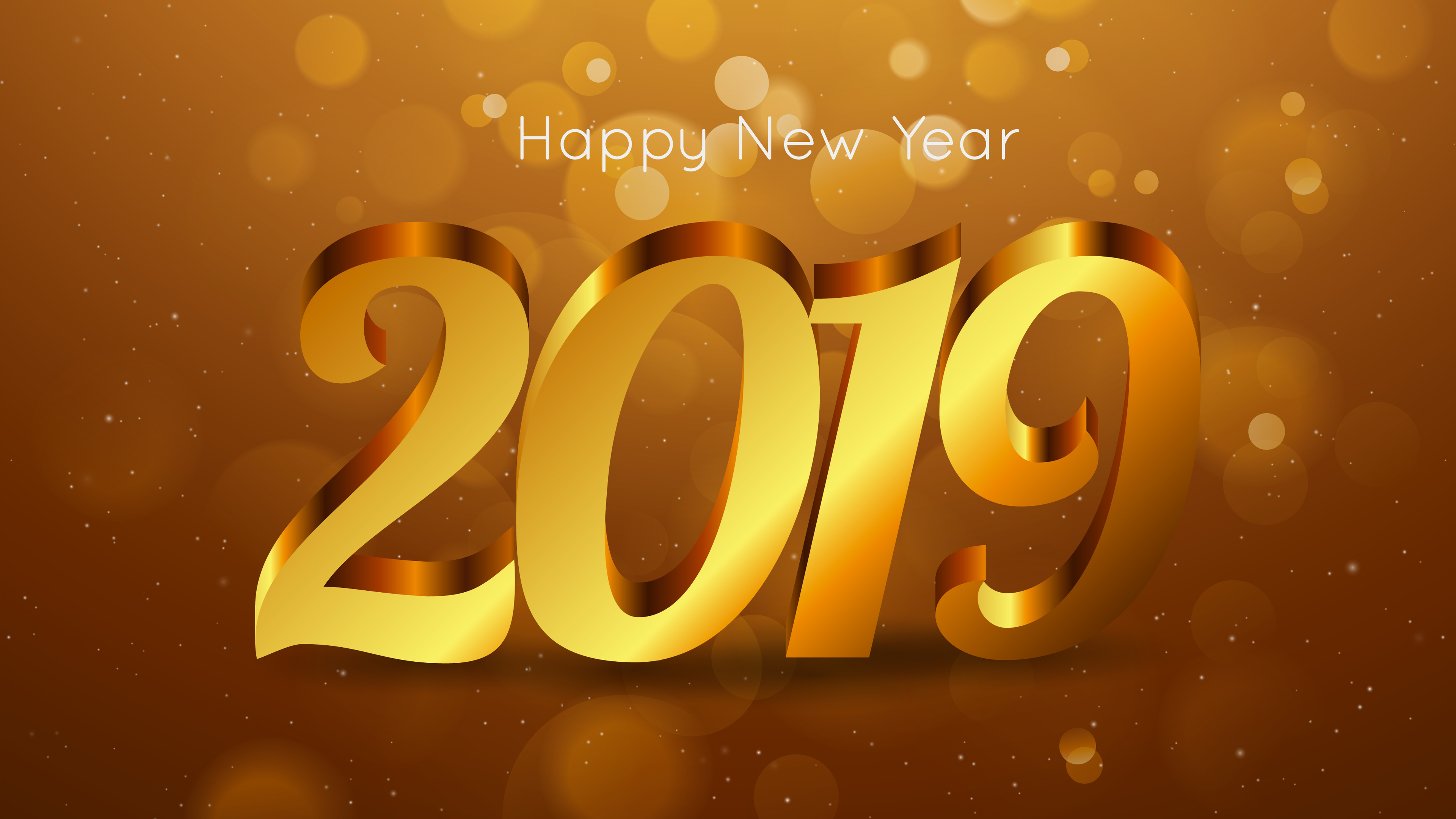 金色2019艺术字4k壁纸