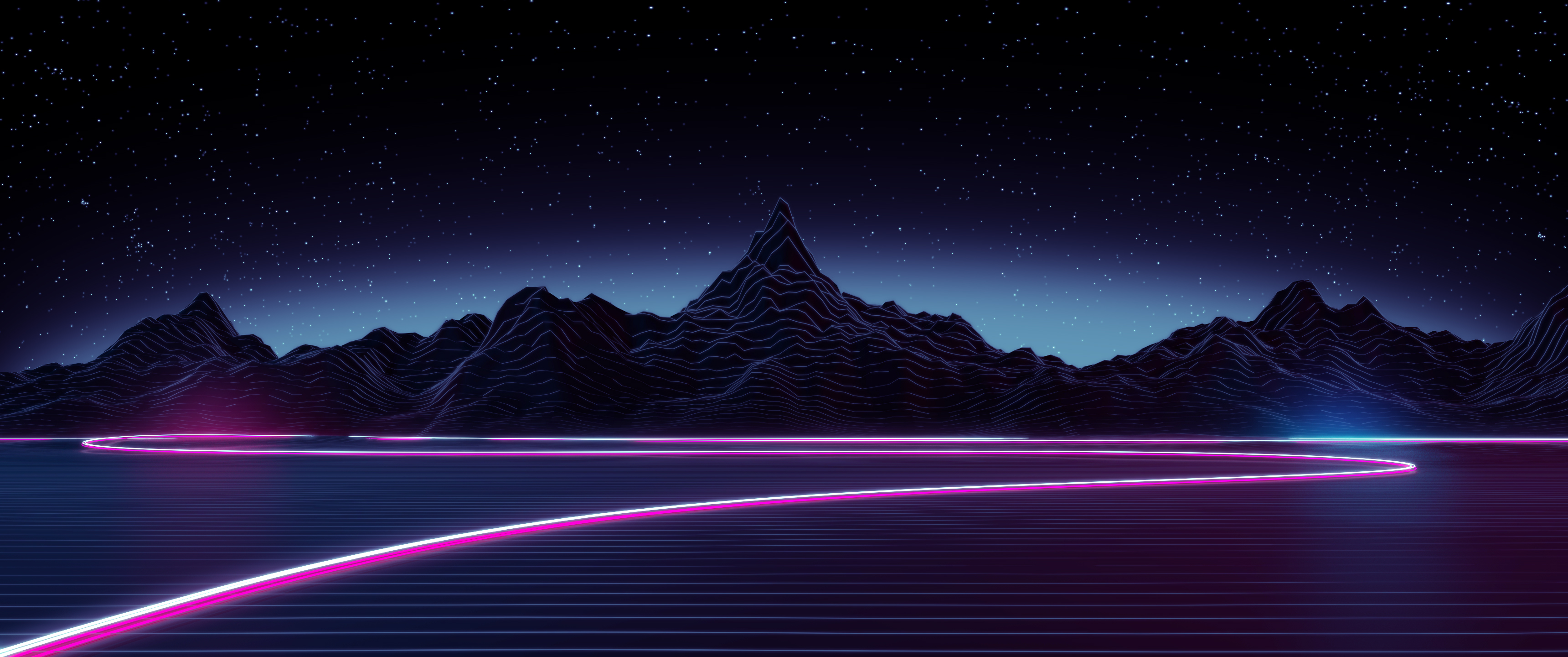 高速公路夜晚星空3440x1_14364