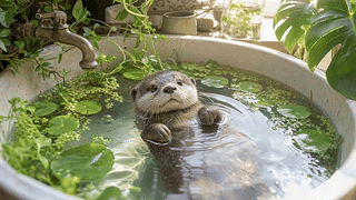 可爱水上小海獭