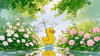 雨天可爱小鸭子