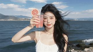 可爱海边女孩