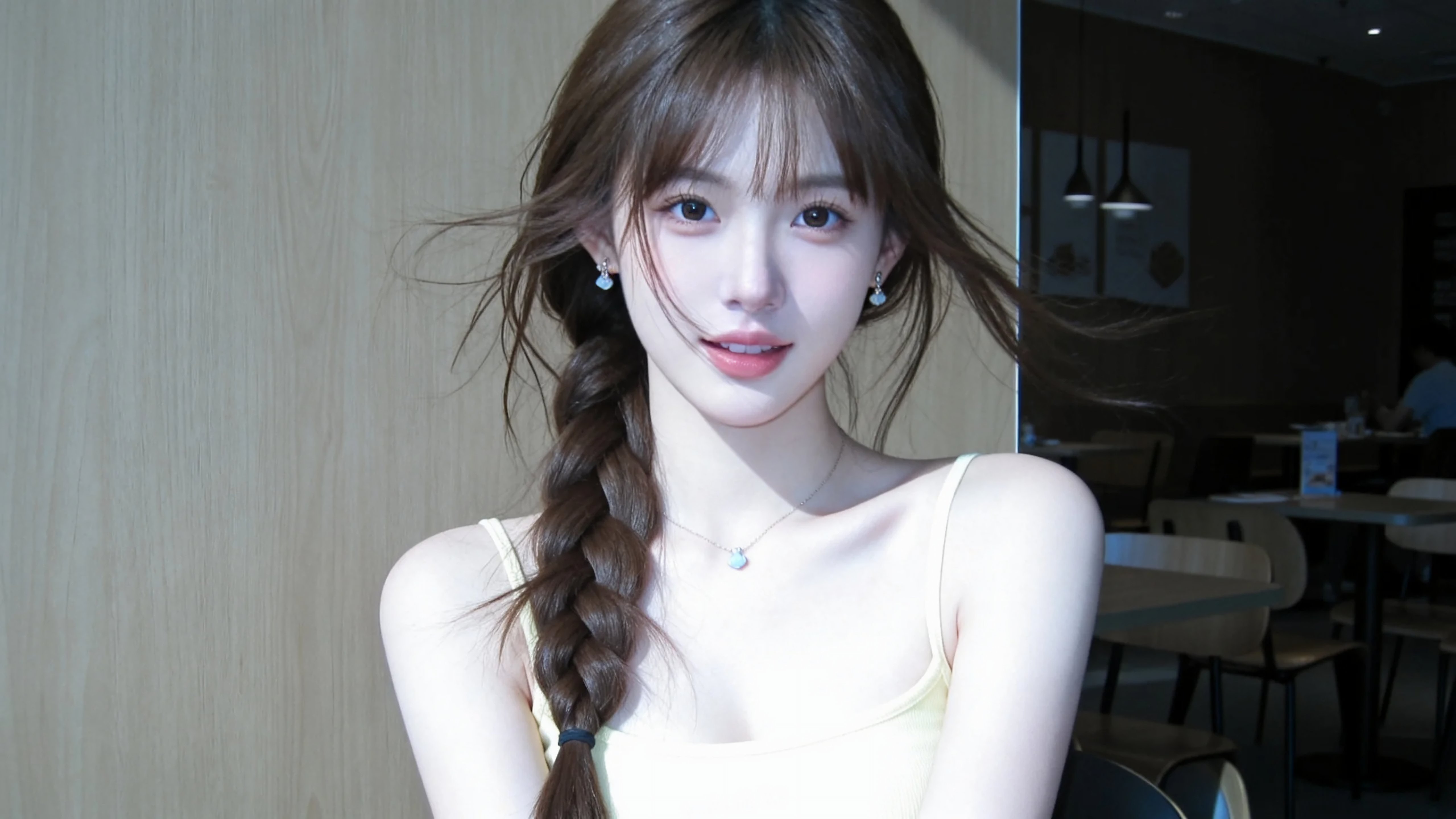 甜美麻花辫美女