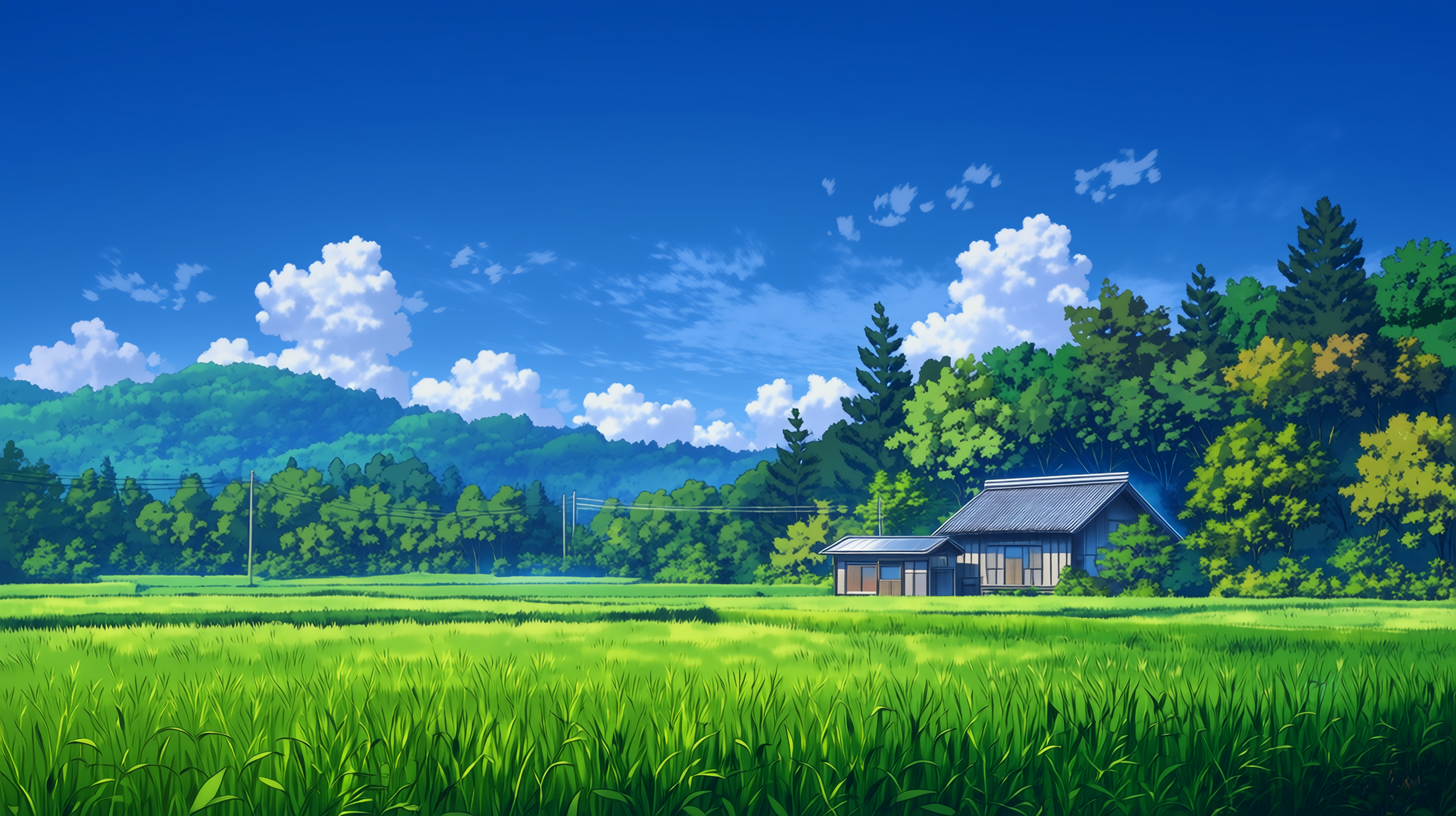 田野小屋风景插画