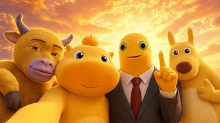 牛来四人组夕阳合影