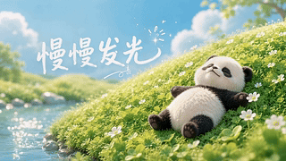 慢慢发光 惬意熊猫