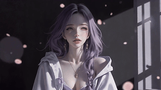 窗边紫发温柔少女