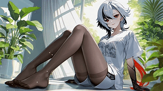 窗边休憩的银发少女