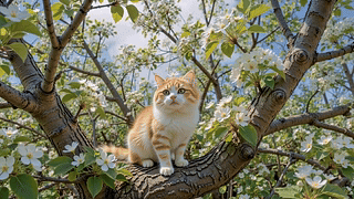春花枝上的软萌橘猫