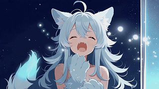 星空下犯困的狐耳少女
