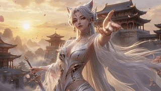 夕阳古城狐耳女剑客