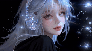 炫光银发耳机少女