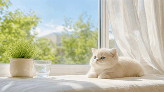 窗边小憩小猫