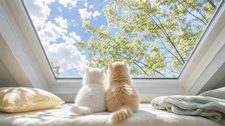 阁楼下的两只小猫
