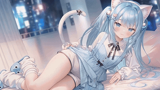 卧室窗边的猫耳少女