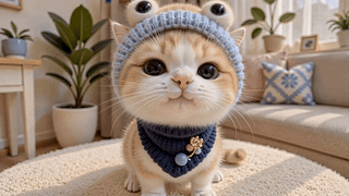 戴针织帽的软萌橘猫