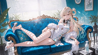 慵懒午后的金发少女