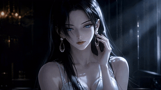 幽室蓝眸黑发美人