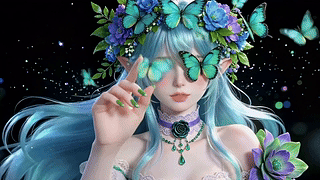 蝶语花梦蓝发精灵少女