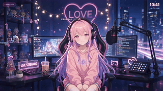 霓虹房间的弹幕少女【音频壁纸·点击短句·时钟】