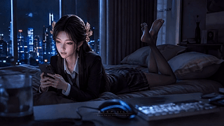 梅凝JK玩手机-凡人修仙传-落雨无声