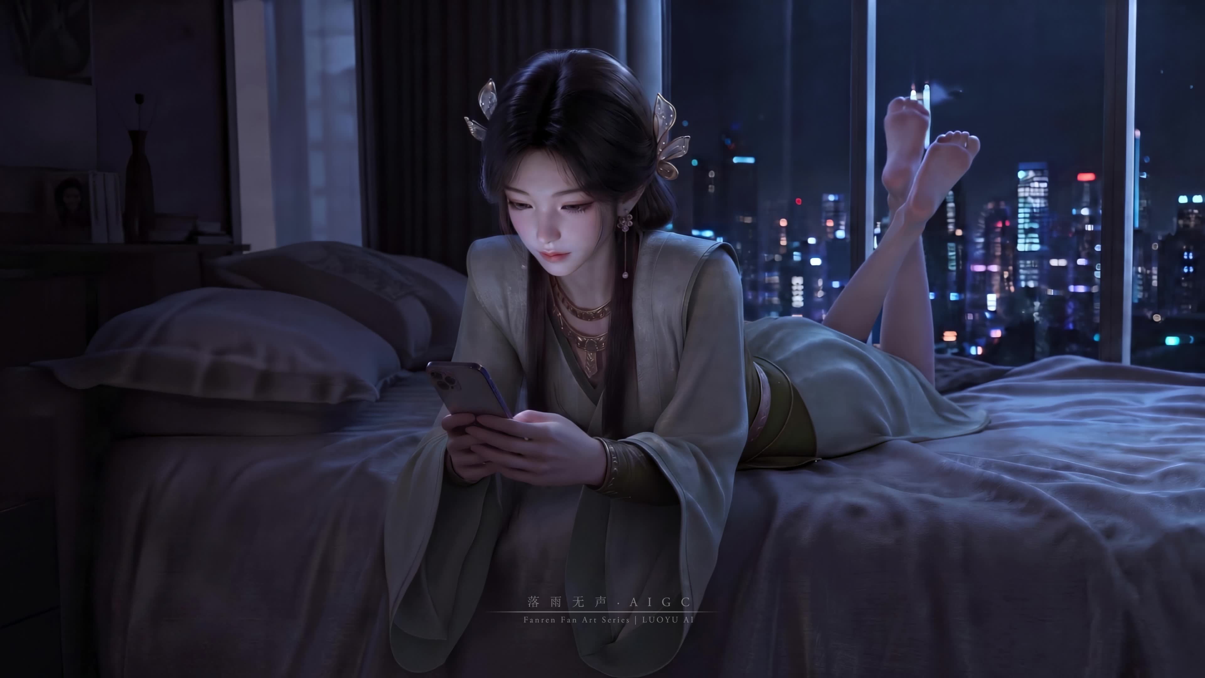 梅凝玩手机-凡人修仙传-落雨无声